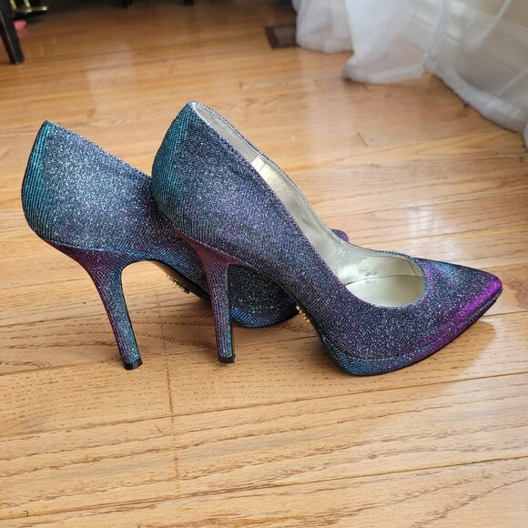 Nine West Love Fury Sparkly Platform Heel Shoes 7 - Picture 1 of 16